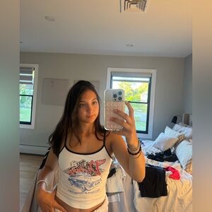 White Tank Top with Graphic Design